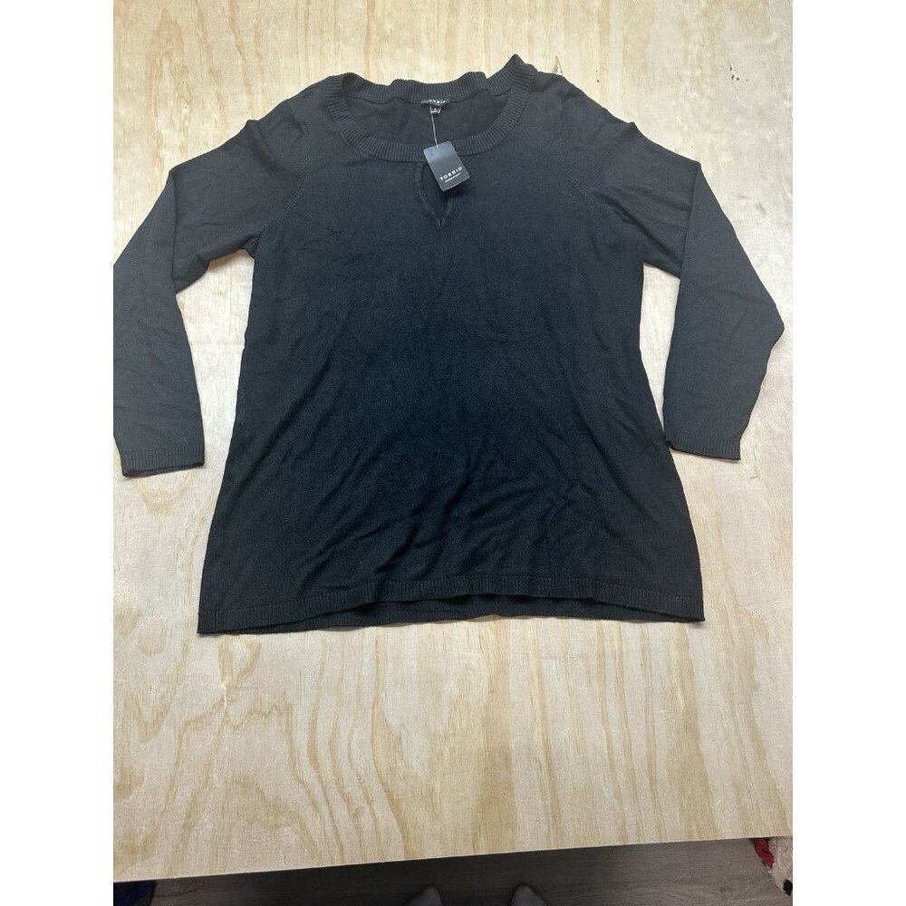 Torrid Women’s Black‎ Keyhole Sexy Sweater Sz 14/16 Rayon Nylon Long Sleeve NWTs